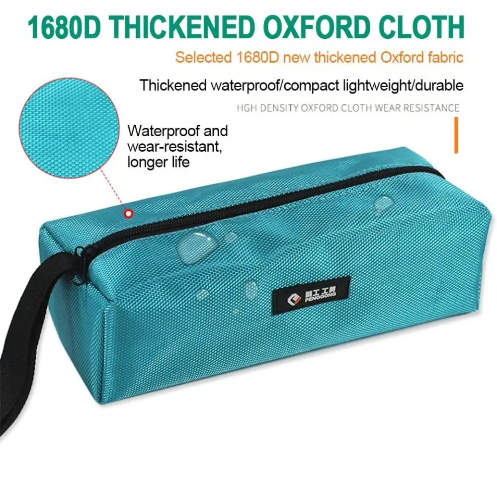Convenient 1680D Oxford Canvas Tool Bag Metal Parts Waterproof Drill Bit Organizer Bag Loop Zipper Pouch Drill Bit