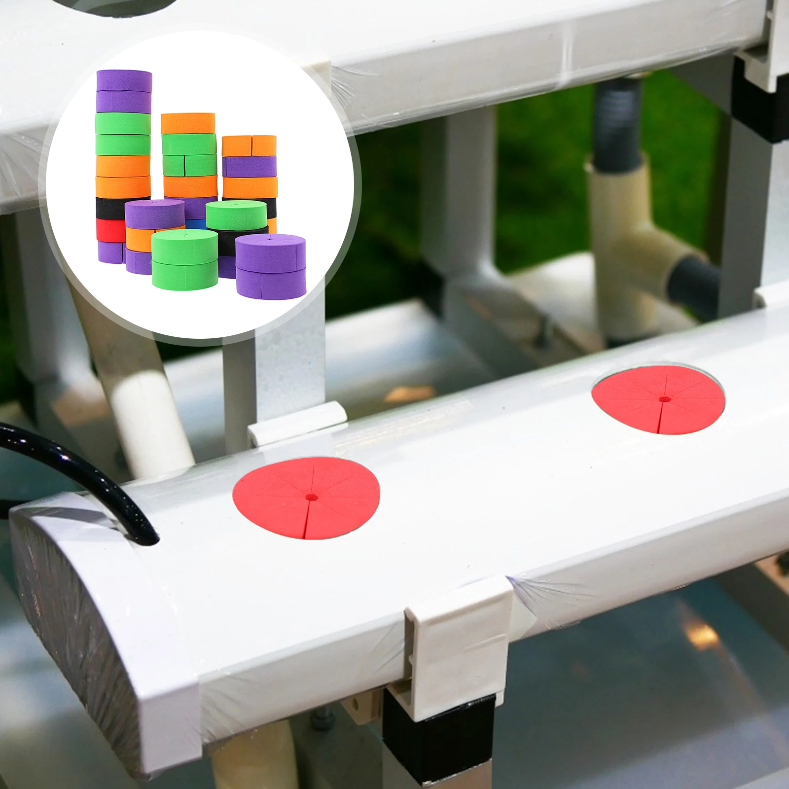 

50pcs Hydroponic Growing Medium Soilless Cultivation EVA Sponge Circular Hole Fixation Seedling Starter Pots Garden