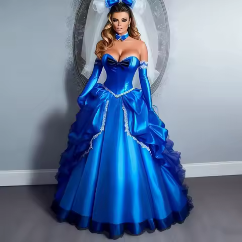 Victorian Royal Blue Gothic Prom Dresses 2026 Medieval Evening Dress Renaissance Masquerade Cosplay Party Gowns Customized