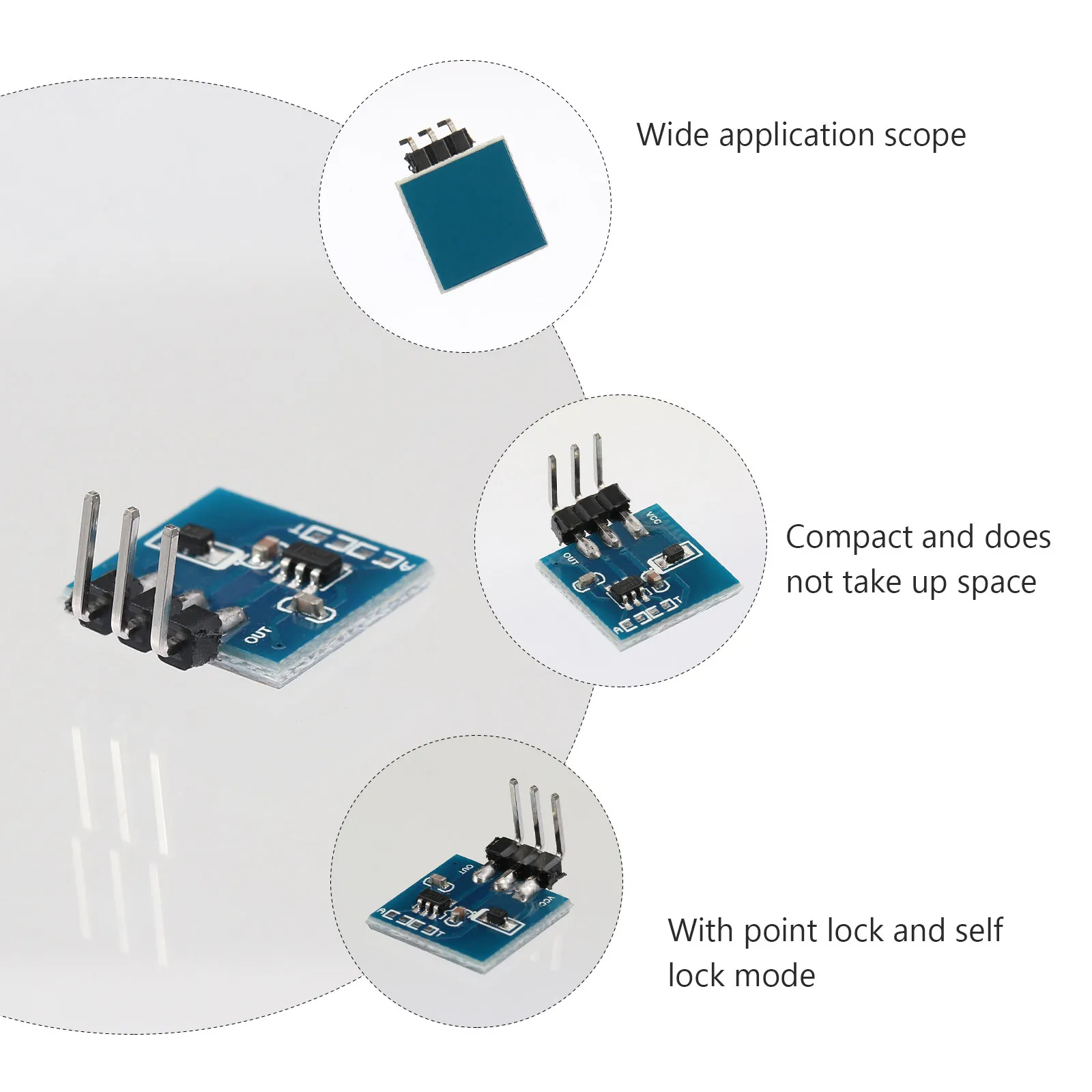 5Pcs Touch Button Module Capacitive Self-Locking Switch Single Channel Sensor Stable Touch Detection for Microcontroller