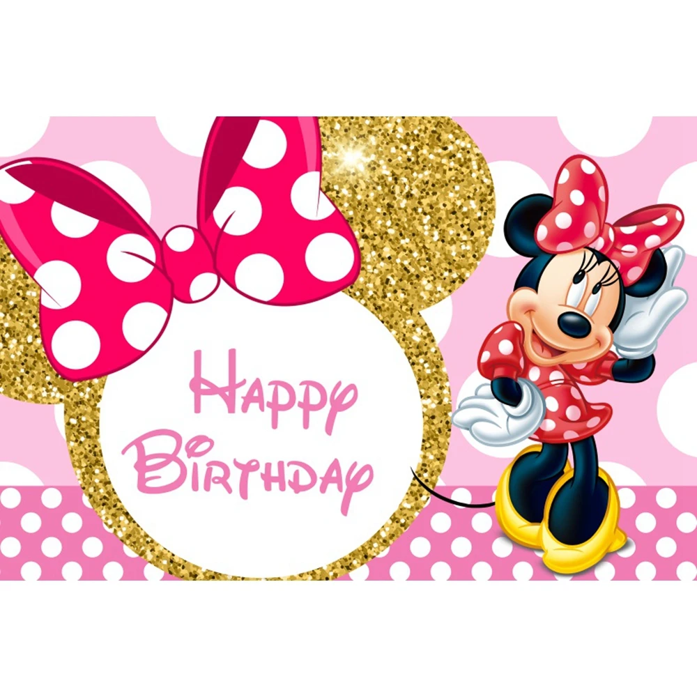 Disney Cartoon Mickey Mouse Kids Happy Birthday Backgrounds Decors Vinyl Cloth Party Backdrops Baby Shower Banner Custom