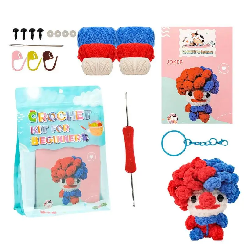 عدة الحياكة للمبتدئين الأحمر والأزرق لطيف الكروشيه عدة مهرج بدء عدة الحرفية الحياكة عدة خطوة بخطوة لوازم الكروشيه مع #1