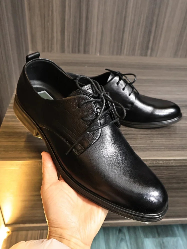 

High-End Top Layer Cowhide Men's Fashionable Business Shoes Spring Autumn Seasonal Pointed Toe Leather Shoes Casual Style
