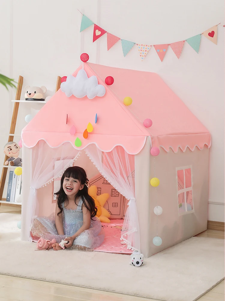 1,3 m großes Kinder zelt Tipi Baby Spielhaus Kinderspiel zeug Zelt Wigwam Falt mädchen rosa Prinzessin Schloss Kinderzimmer Dekor Geschenke