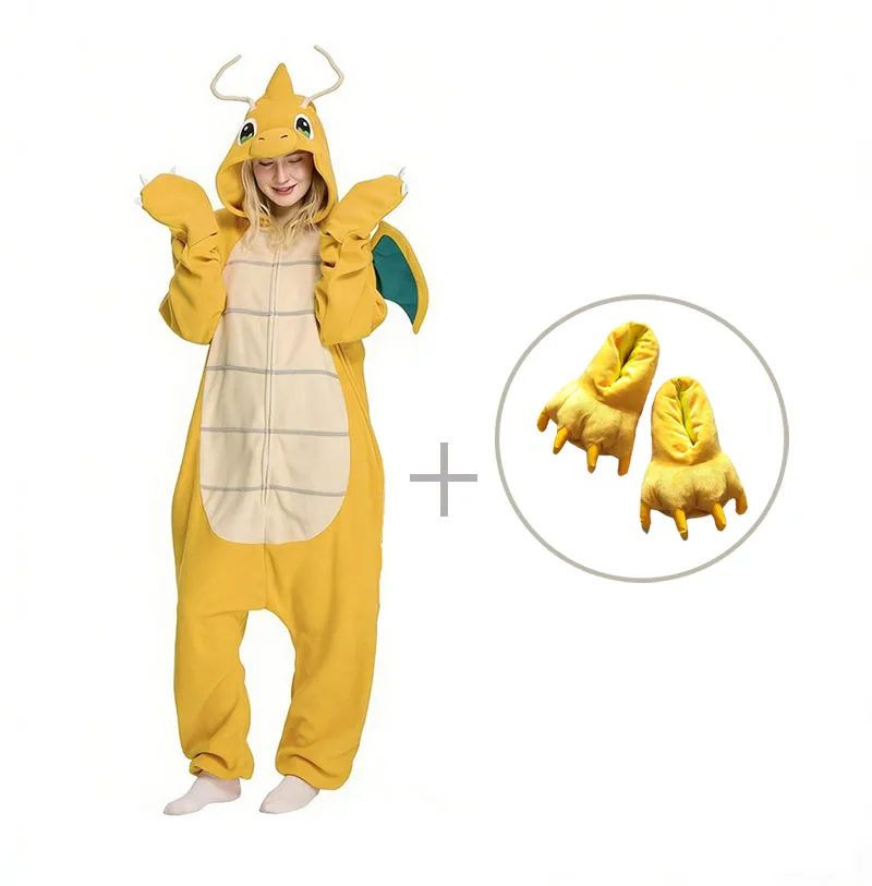 XXL Dragon Kigurumi Women Onesie Cartoon Cosplay Costume Winter Fleece Pajamas Animal Jumpsuit Halloween Christmas Party Outfits view 4