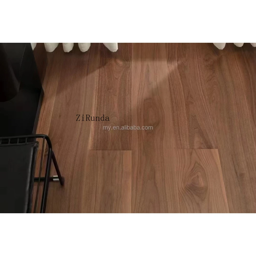 Versión personalizada piso de ingeniería de estilo tradicional moderno tablero ancho nogal americano marrón miel cepillado