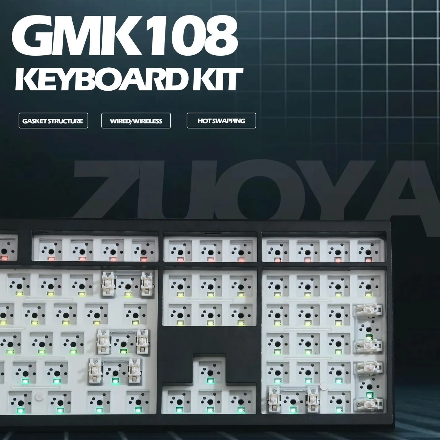 GMK108 Kit tastiera meccanica full-size - PCB wireless trimodale, sostituibile a caldo, programmabile tramite VIA/QMK