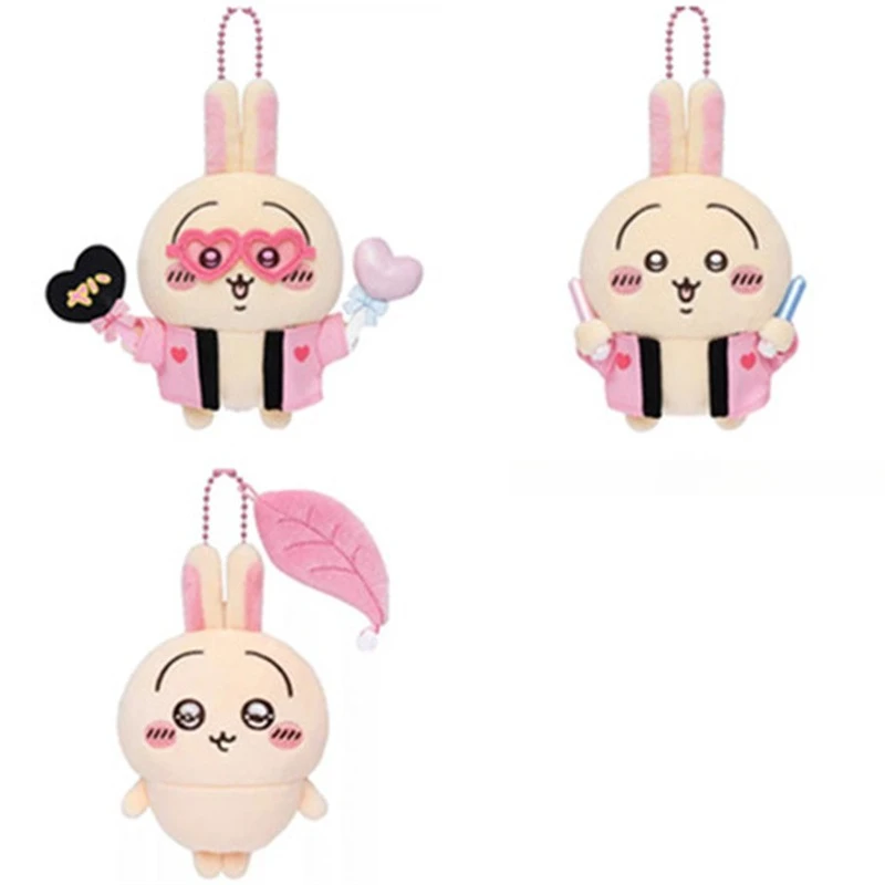 Llavero de peluche Chiikawa Oshi, lindo Usagi Ushachi, muñeco de cosplay con luz de concierto, colgante suave y esponjoso para bolso, regalo coleccionable