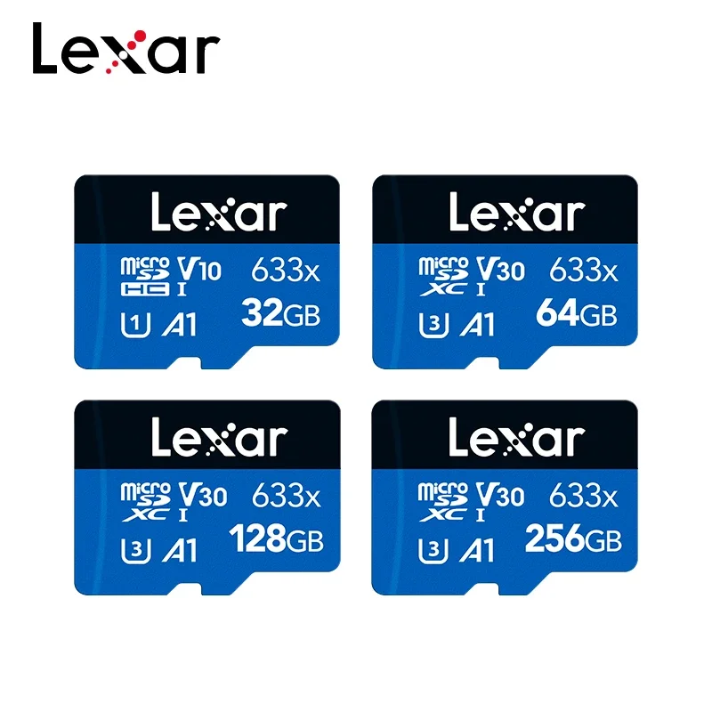 100 Original Lexar 633x Micro SD Card Class 10 A1 U1 U3 V10 V30 SDHC SDXC 32GB 64GB 128GB 256GB Flash TF Memory Card