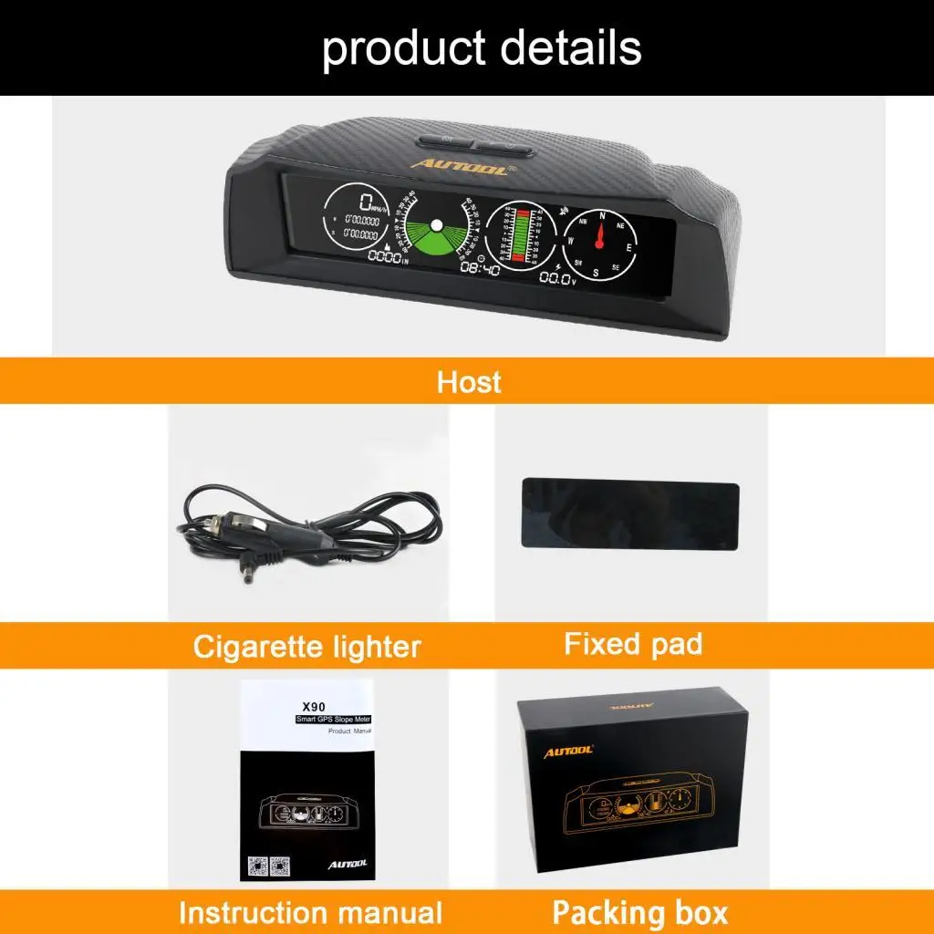 

X90 цифровой измеритель угла скорости, альтиметр, автомобильный транспортир угла наклона