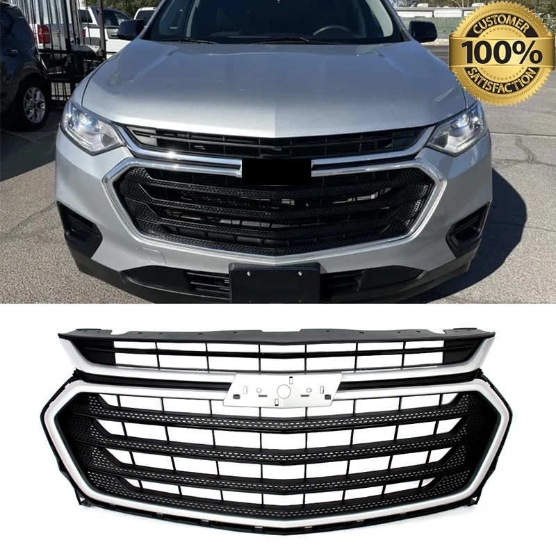 

Silver Car Front Grille Replace For Chevrolet Traverse LT 2018-2021 Front Bumper Grille Upper Grills Font Hood Grill Accessories