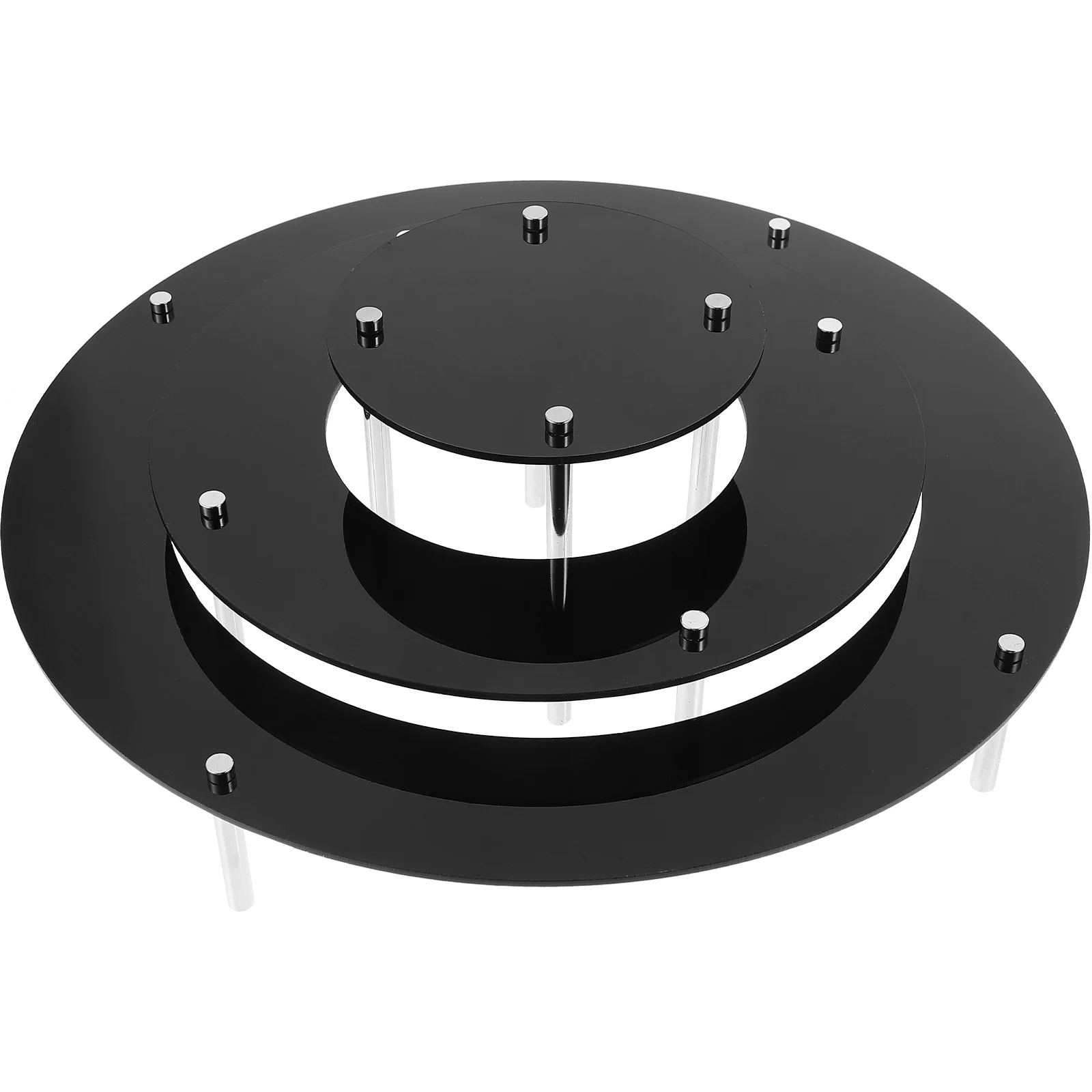 

1 Set Cake Stand Cake Tier Stand Clear Display Risers 3 Layers 5cm 7cm 10cm Pins Black For Party Buffet Wedding Decor