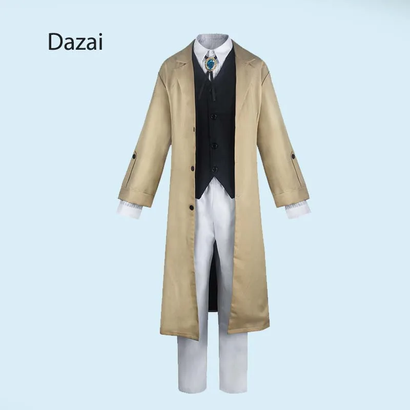 Anime Dazai Osamu Cosplay Bungo Stray Dogs Detective Long Coat Suit Outfits for Halloween Dazai Cosplay Costume