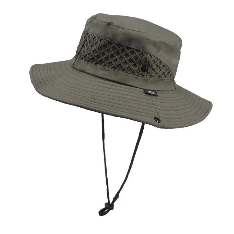 Men Women Wide Brim Travel Beach Sunscreen UV Outdoor Sport Flanging Fishing Cap Summer Mesh Foldable Sun Fisherman Hat R22