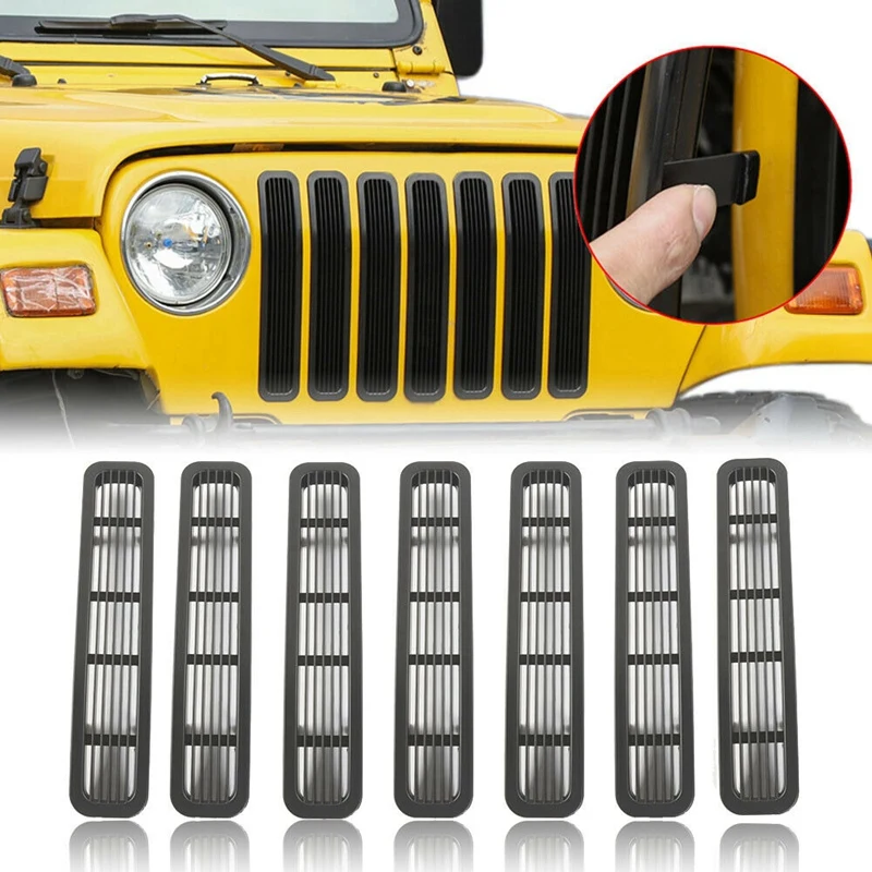 Clip-On Grill Front Mesh Grille Inserts For Jeep Wrangler TJ & Unlimited 1997-2006