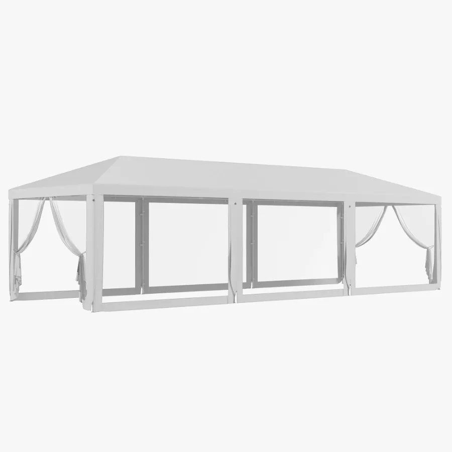 

10'x 28' Party Tent Canopy Outdoor Event Shelter 8 Mesh Sidewalls Zipper Doors White Deals