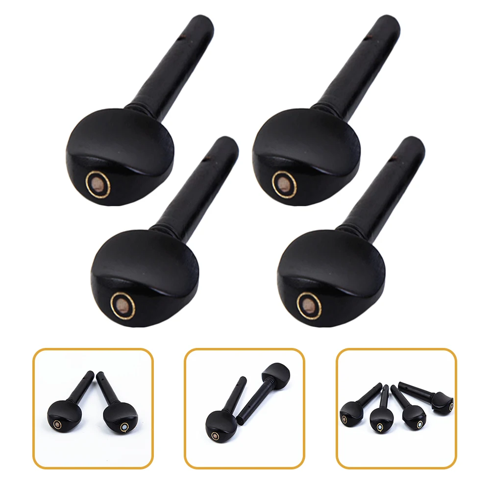 

4 Pcs Violin Pegs Ebony Replacement Supplies Parts Screw Tuning Endpin Se for Musical Instruments Wooden