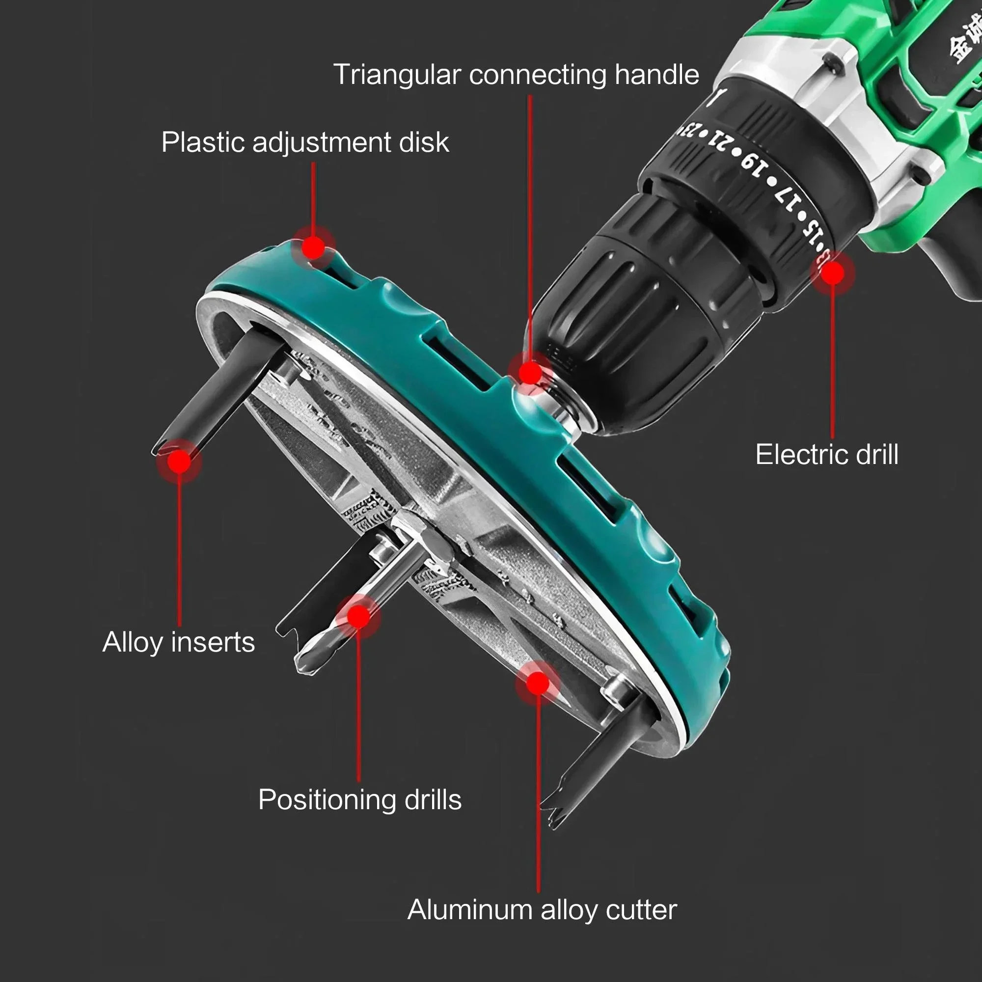 Universal Adjustable Hole Opener Drill Bit with Carbide Tips Variable Cutting Diameter Circular Hole Saw for Wood Plasterboard Plastic Aluminium Board Plumbing Electrical Wiring Installation Workshop Repair Construction Cutting Tool for DIY Projects