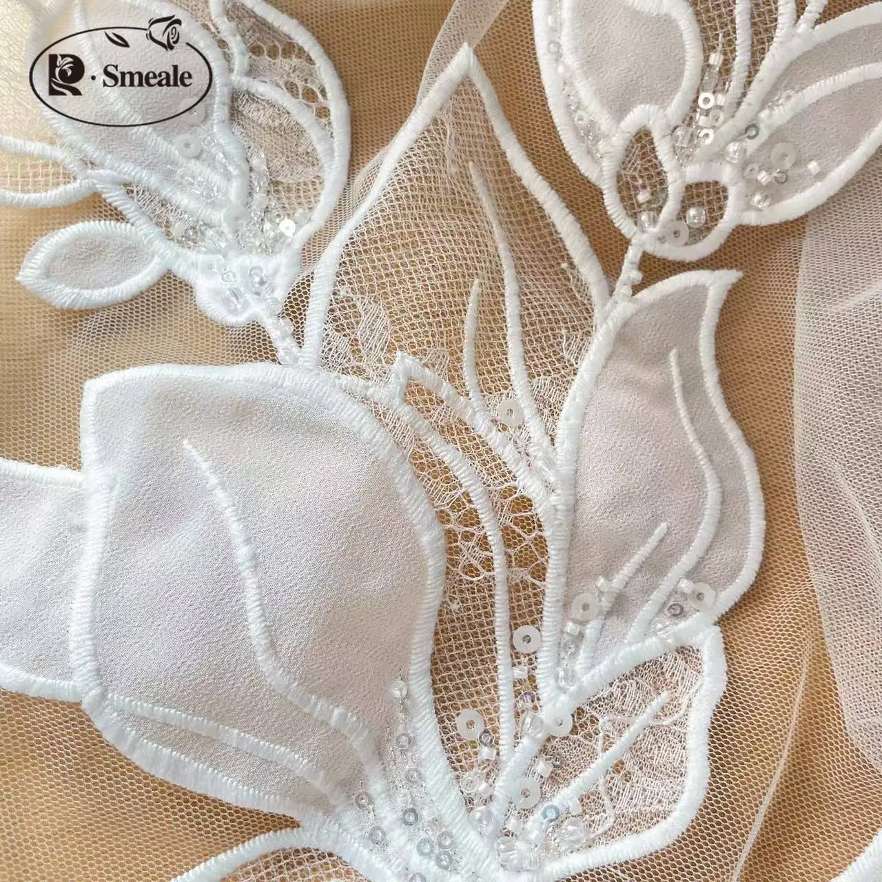 Vestido de novia de lentejuelas con cuentas de lujo, costura avanzada hecha a medida, tela de encaje nupcial de gasa RS24465