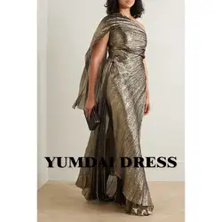 YUMDAI Gorgeous Gray Single Shoulder Sleeve Smock Gown And Floor 2023 New Saudi Arabia Special Occasion Formal Evening Dress