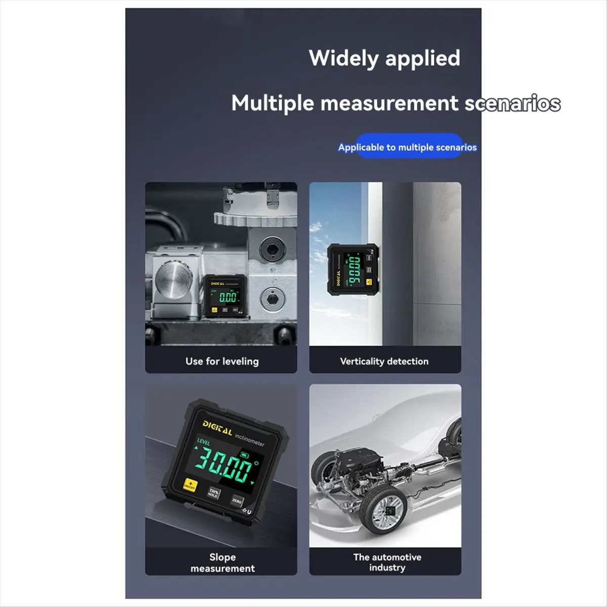 DT81 Woodworking Tools 4-Sided Magnetic Inclinometer Digital Angle Measuring Instrument with Tilt Measurement