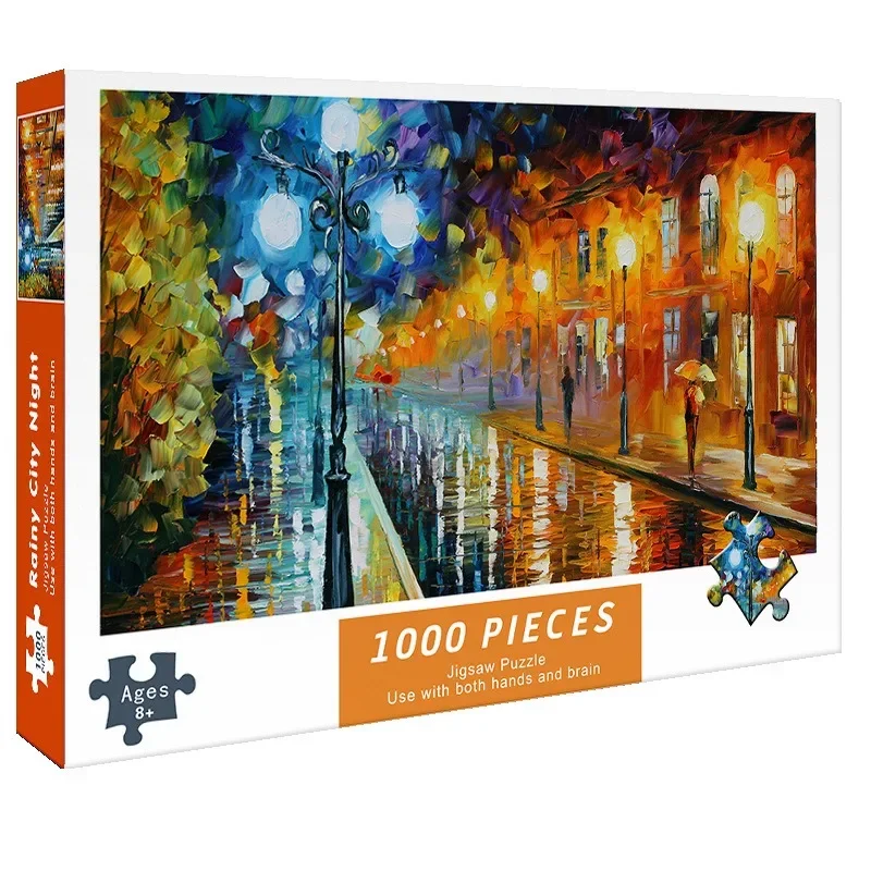 75*50cm Paper Jigsaw Puzzle 1000PCS Rainy City Night Construction Adults Stress Relief Children Educational Entertainment Toys