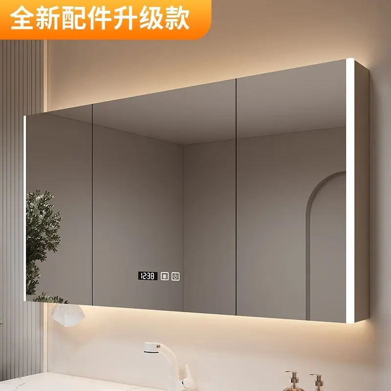 Solid wood smart bathroom, separate mirror cabinet, bathroom storage locker, makeup and beauty mirror, wall-mounted