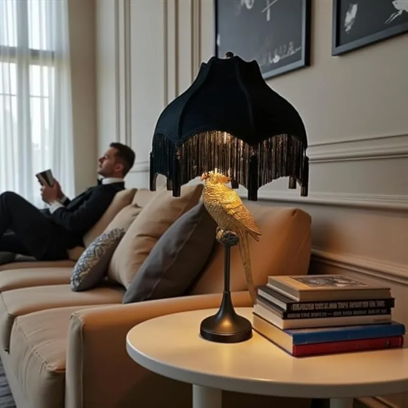 1pc Classic Victorian Style Bell Shape Scallop Large Velvet Lamp Shade with Tassels and Fringe (Midnight Black) For E26/E27