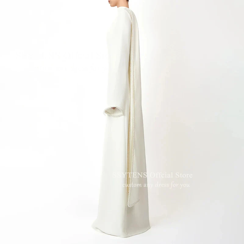SSYTENS Modest Muslim Wedding Dresses Customized Bride Dresses Ivory Pearls Nikkah Caftan Bridal Gowns Long Vestido De Noiva image 3