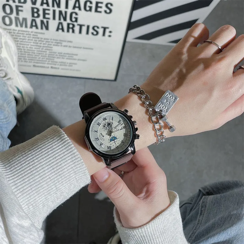 청소년을 위한 남성용 대형 다이얼 쿼츠 시계, 고급스럽고 멋진 맞춤형 시계