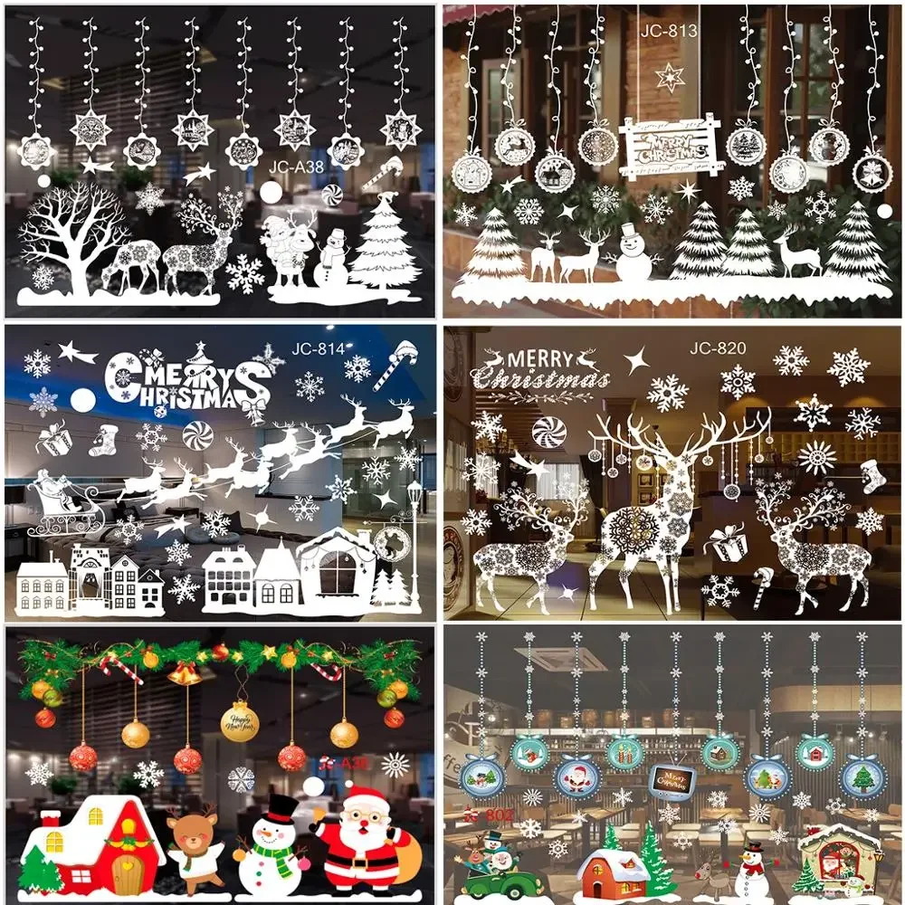 Christmas Window Stickers Christmas Wall Sticker Room Wall Decals Merry Christmas Decors 2024 For Home New Year Stickers 2025