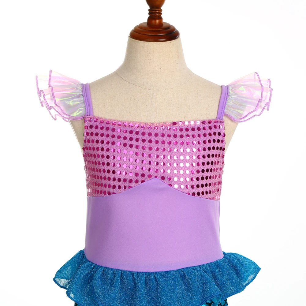 الأرجواني حورية البحر الصيف فتاة زي فستان حفلة عيد ميلاد كرنفال أنيمي تأثيري ملابس 3-10 سنوات الاطفال الخيال فستان حفلات #6