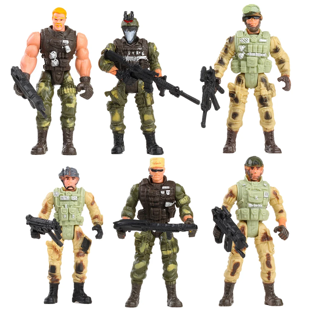 

6 Pcs Soldier Model Toy Kids Figurines Plastic Smooth Edges Safe Children Develop Imagination Realistic Life Scene