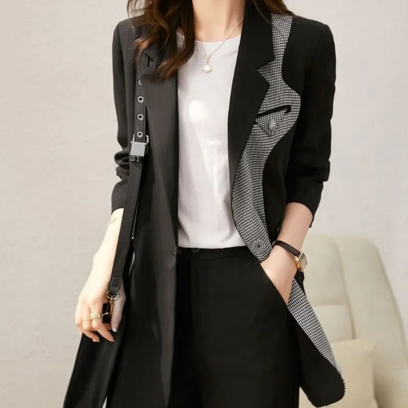 Imagem -04 - Jaqueta Longa para Mulheres Mais Recente Moda Outono Roupas Preto Roupas de Luxo Tendência Blazer Feminino Alfaiataria Casual 2024 Cabolsa de Inverno