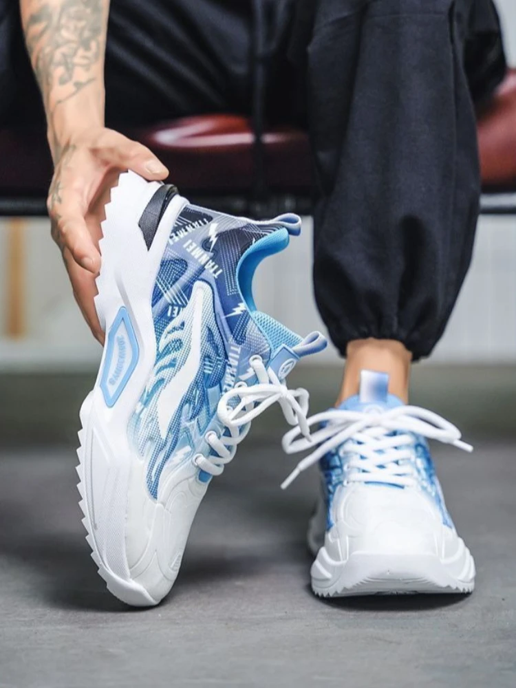 Men Height Increasing Sneakers Autumn Breathable Anti Odor Casual Dad Shoes Trendy Versatile Sports Footwear Chunky Sole