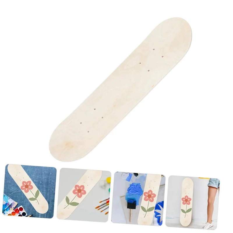 AS96-Kids Skateboard DIY Painting Wooden Longboard Outdoor Sports Trick Skateboard For Children Blank Graffiti Deck