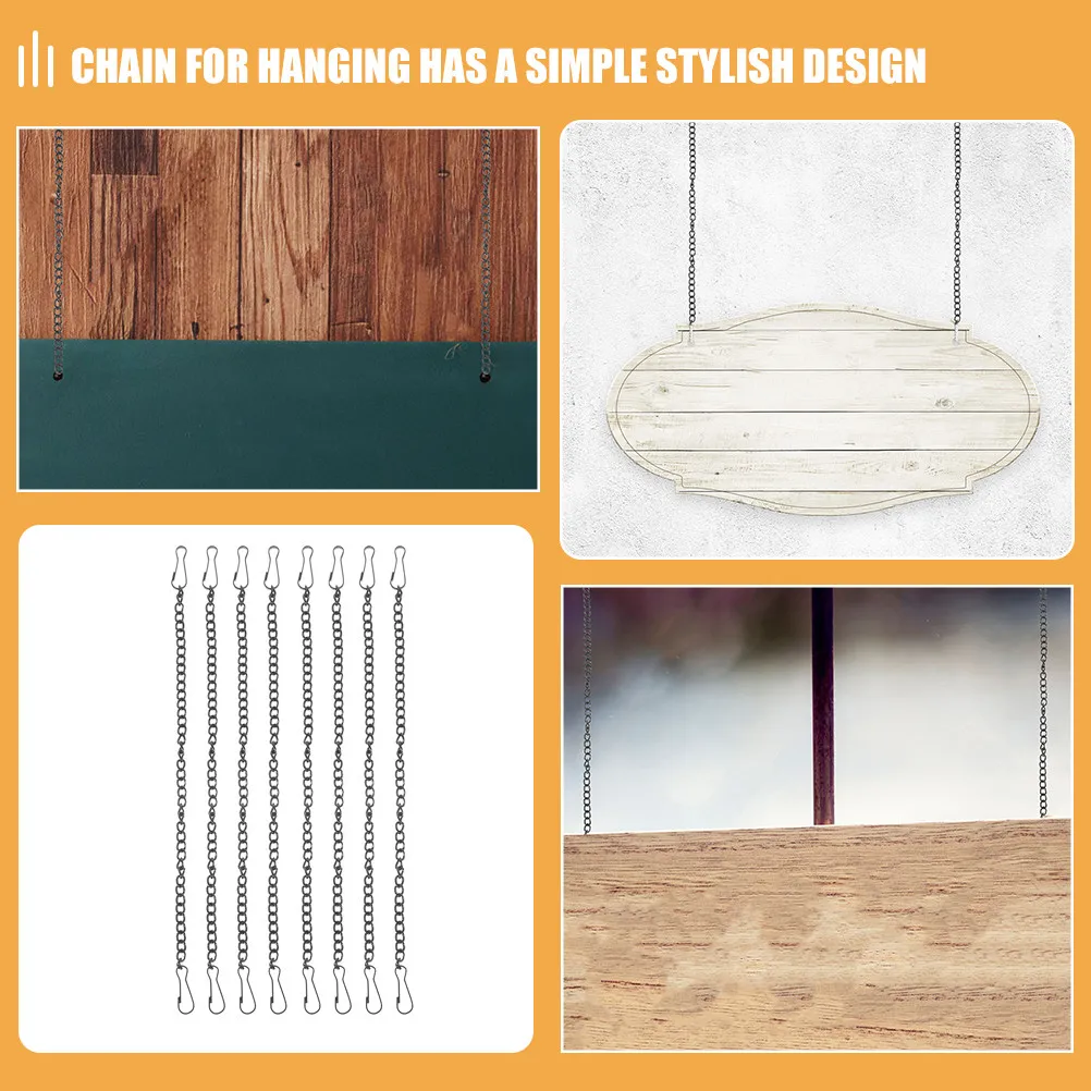 20Pcs Black Chain Door Sign Metal Hanging Chains Hooks for Plant Hanger Picture Frame Advertisement Board Hanging