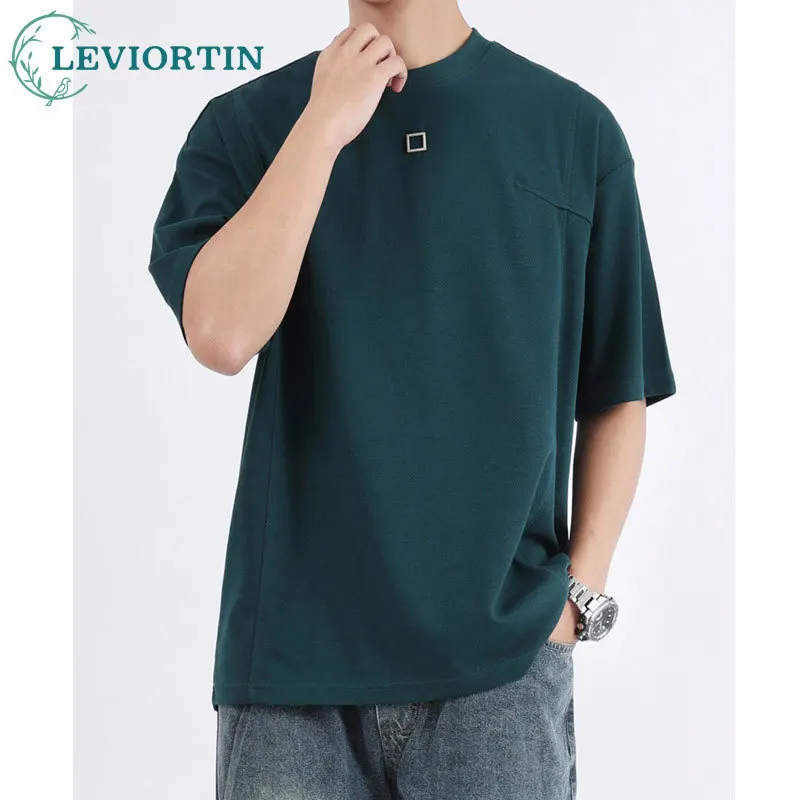 

2025 Men's Summer Basic Popular Style Fashionable Lightweight Luxury Casual Versatile Loose Round Neck T-shirt Short Sleeve