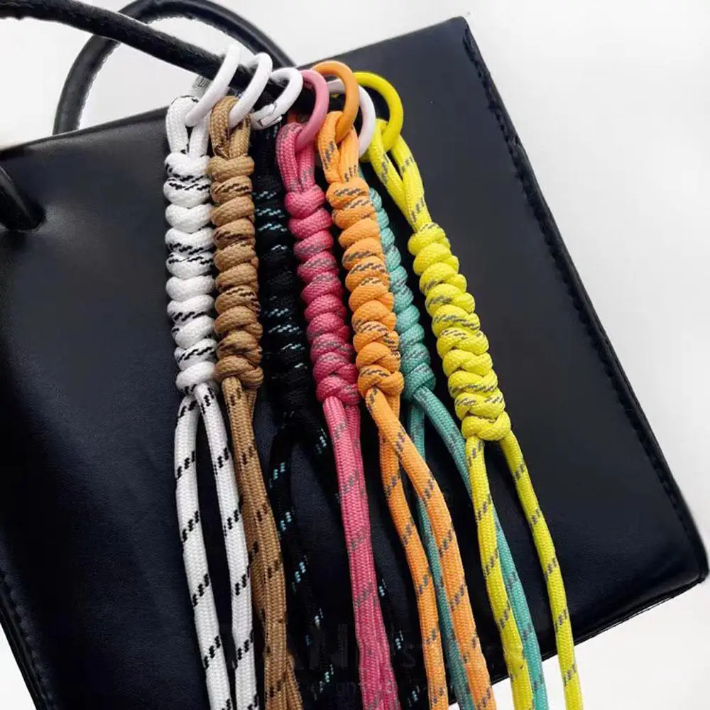 Phone Ornament Bag Hanging Hand Woven Rope Small Keychain Colorful Bag Pendant Nylon Rope Simple Tassel Decor Useful Pouch Charm