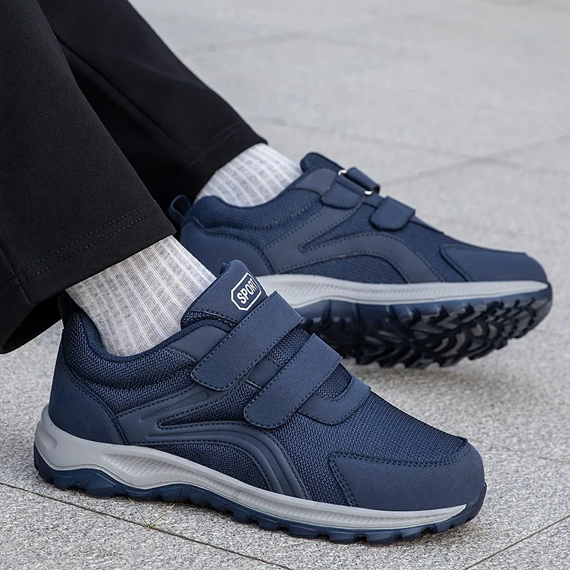 Zapatillas de tenis para hombre y mujer, zapatos para diabéticos con gancho y bucle, zapatos cómodos para caminar para personas mayores, mocasines para papá, zapatos para correr ligeros con retazos
