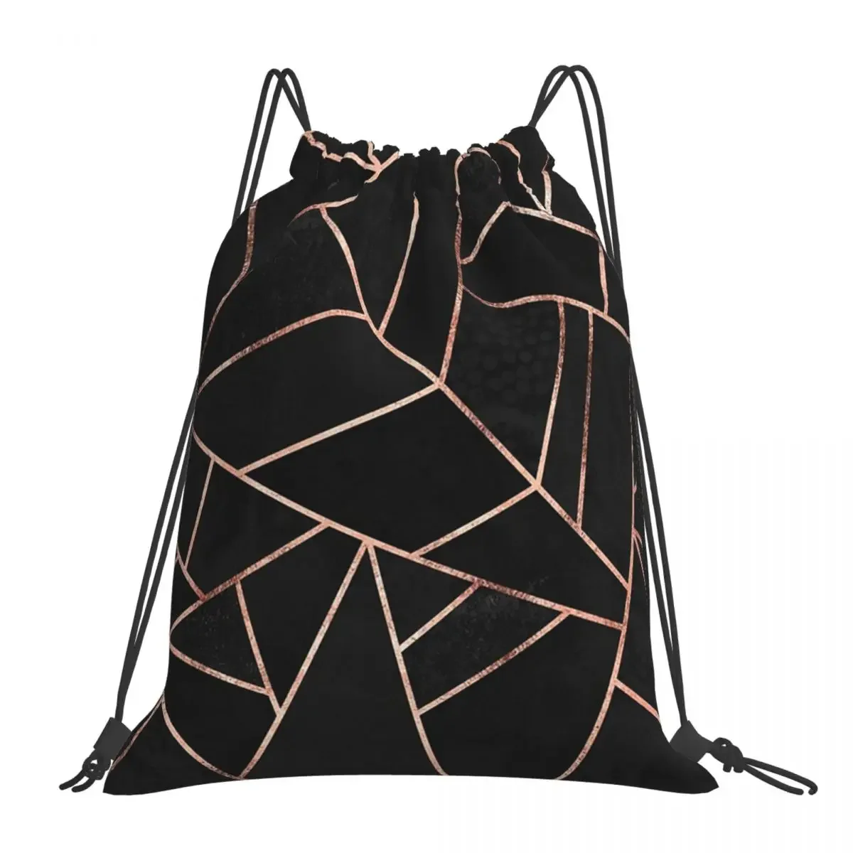 Black And Rose Gold Backpacks Multi-function Portable Drawstring Bags Drawstring Bundle Pocket Shoes Bag BookBag Travel Students