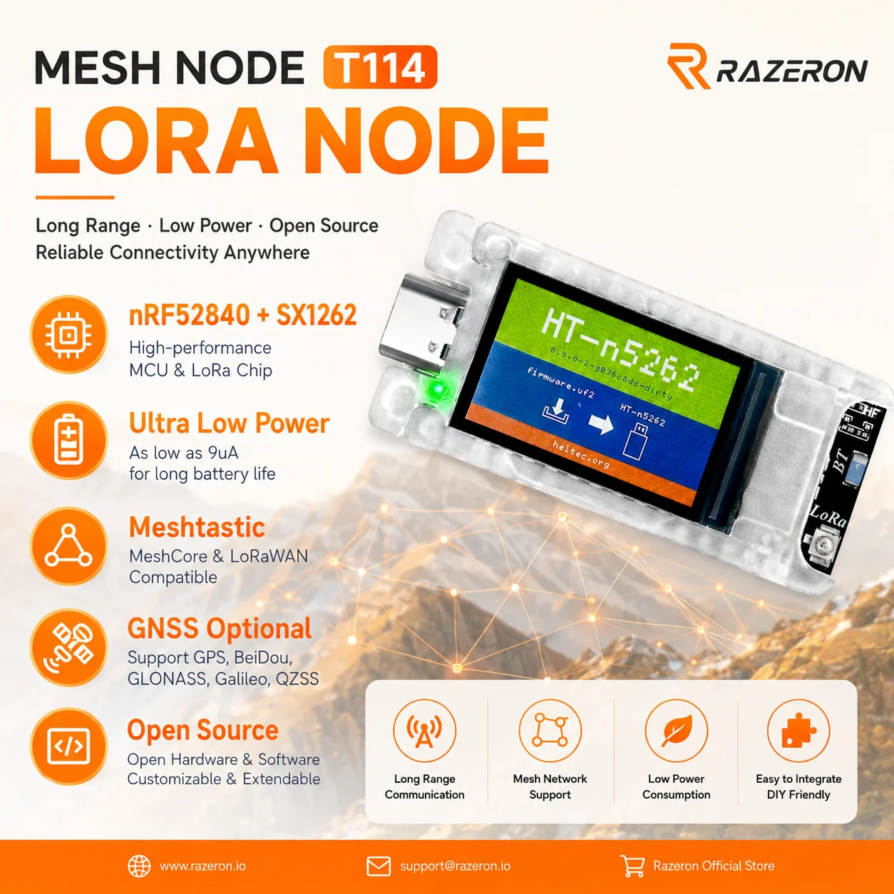 

Heltec T114 V2 LoRa Meshtastic GPS Tracker with Display Low Power IoT Bluetooth Development Board for Positioning
