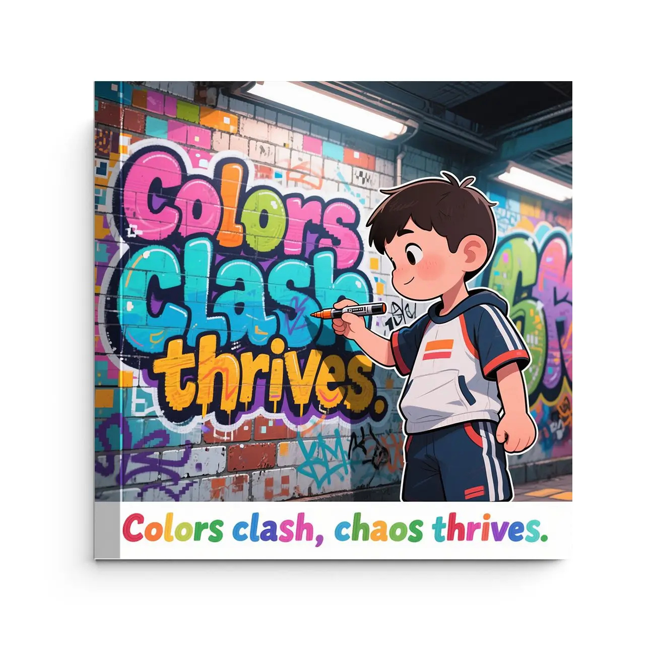 Colors Clash Thrives : Livre de coloriage pour garçons sur le thème du graffiti mural en briques