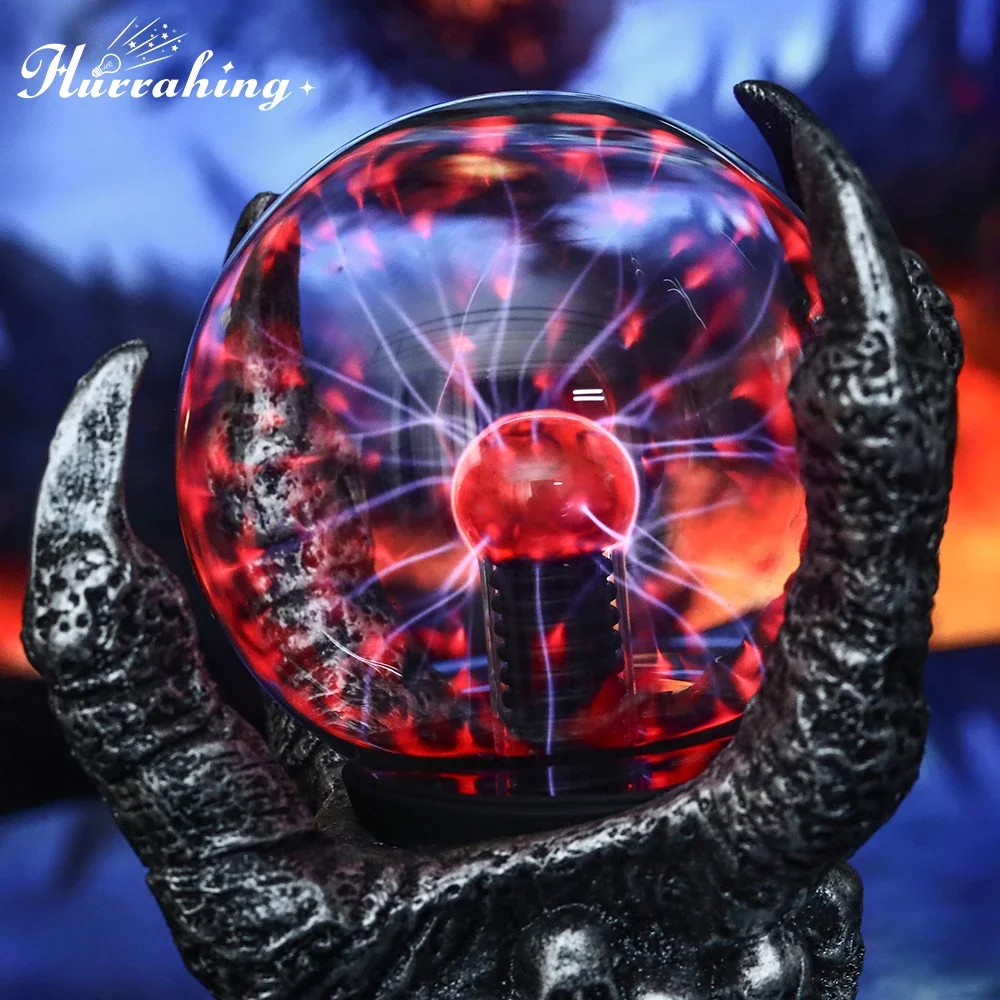 Hurrahing Four-Finger Ball-Holding Plasma Lamp 4-Inch Atmospheric Night Light Desktop Decor Halloween Gift Sale