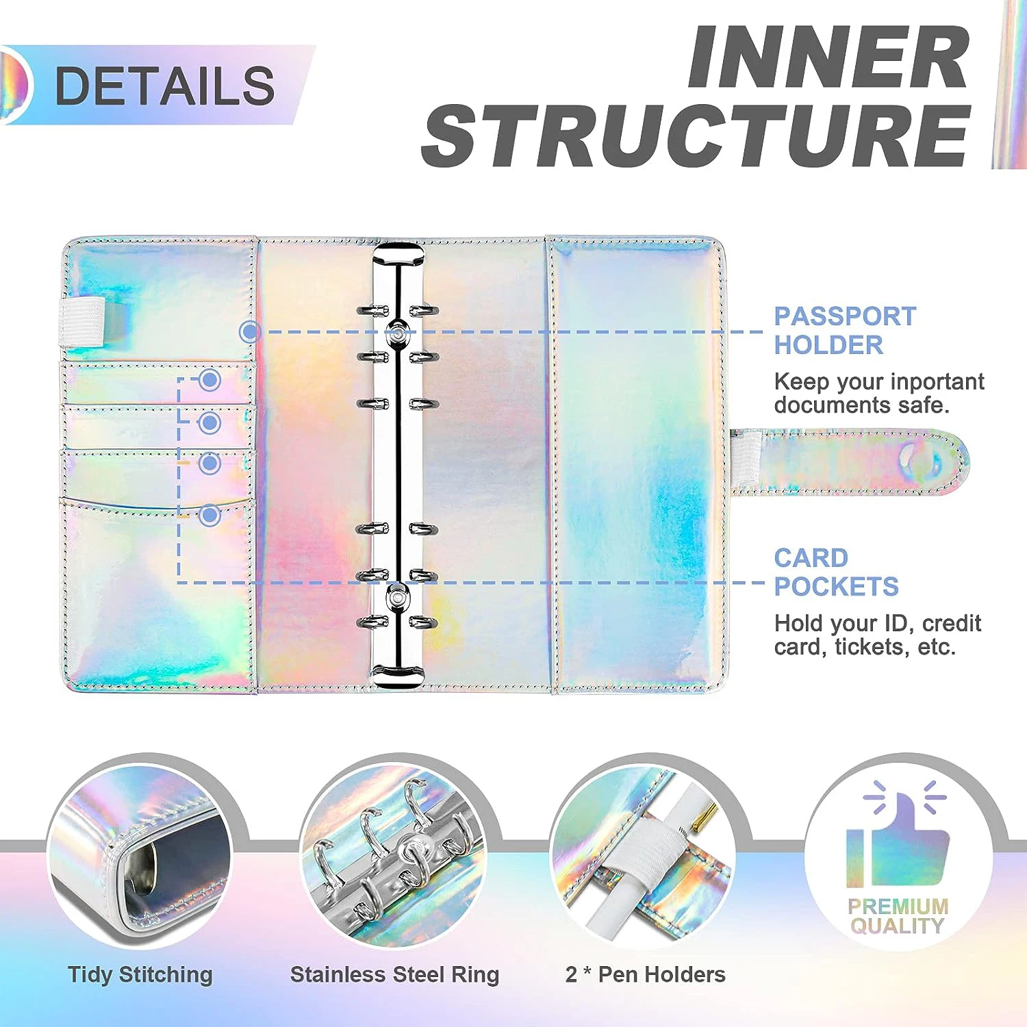 Budget Planner Cash Envelope Savings Money 6 Holes Binder for Financial Management A6 laser Loose-leaf Notebook Binder Housing