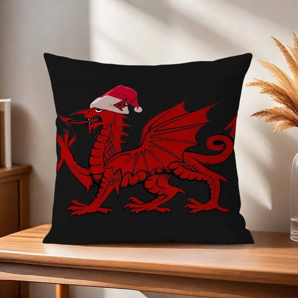 Der walisische Drache mit Weihnachtsmütze Kissenbezug für Zuhause, Sofa, Wohnzimmer, Büro, Café, Auto. – Detail 5