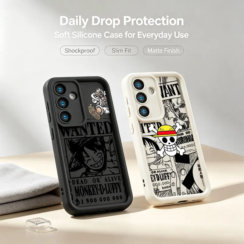 Luffy One Piece Wanted Poster Phone Case For Samsung Galaxy A17 A16 A15 A14 A07 A06 A57 A56 A55 A54 A53 A52 A36 A35 A34 A33 A26