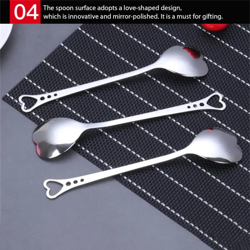 3-10pcs Stainless Steel Heart Shape Coffee Spoons Hollowed Out Heart-shaped Coffee Spoon Stirring Spoon TeaspoonCoffeeware