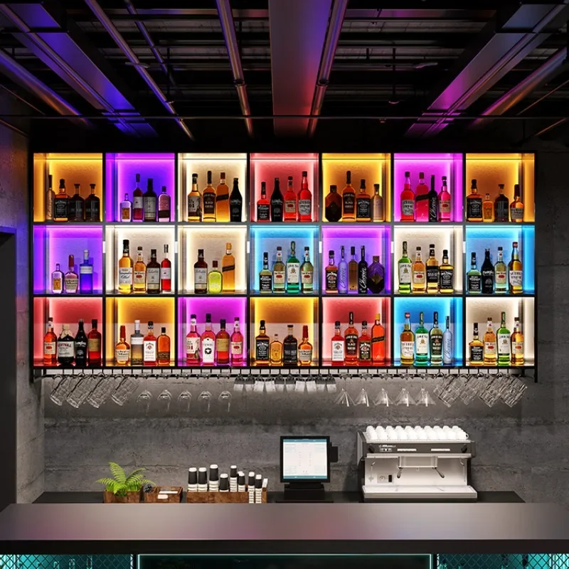 Mobile Bar Holder Drinks Industrial Vinegar Furniture Wine Cabinet Luxury Living Room Liquor Entrance Hall Vitrina Club Exterior