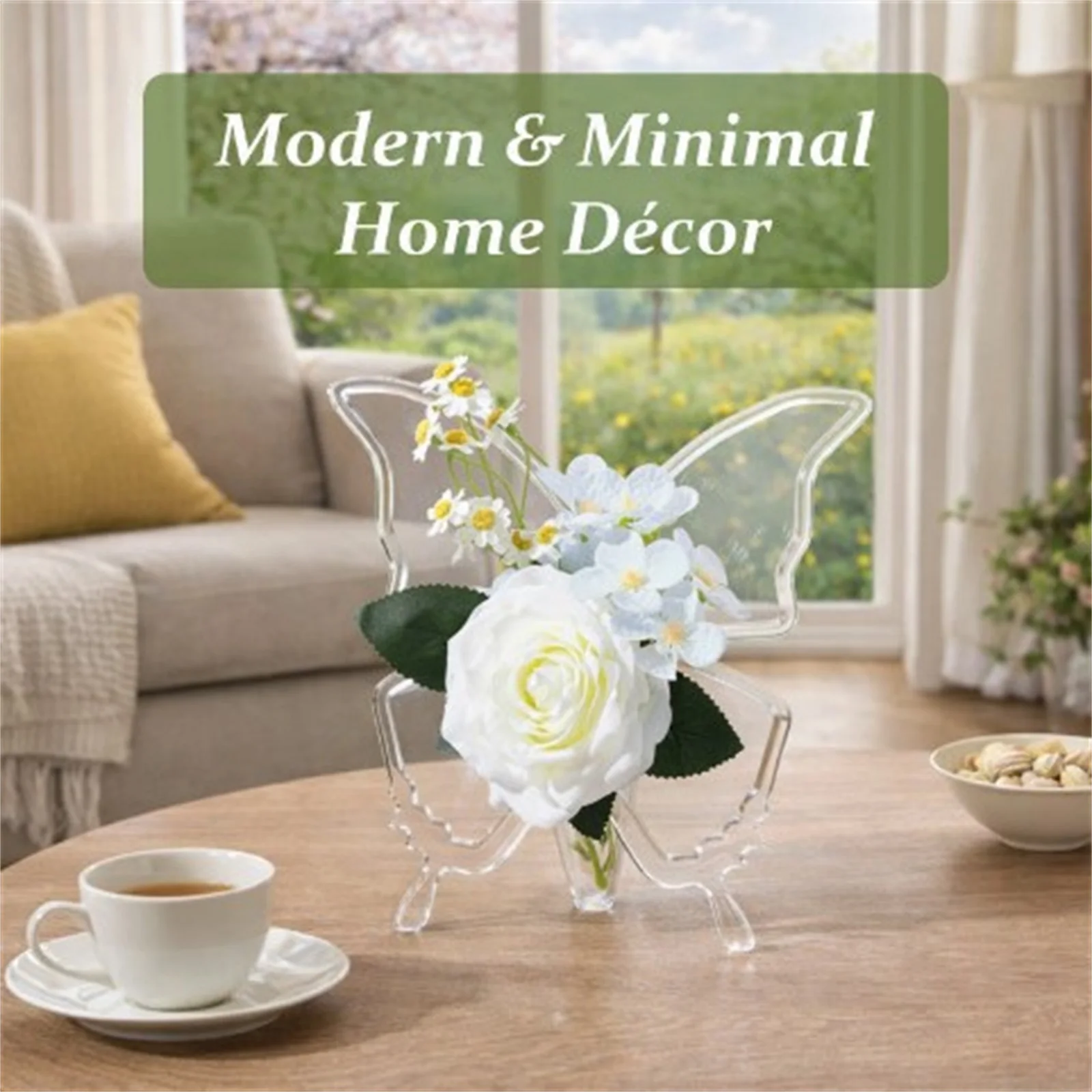 Acrylic Butterfly-shaped Vase Ornament, Stylish and Simple Flower Vase, Transparent Acrylic Vase Decoration, Home Decor